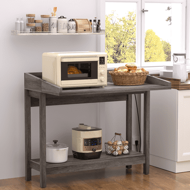 REDAYFUR Expandable Console Table with Outlet, Sofa Table with Charging Station, Foldable Entry Table,Hallway Table, Couch Table Behind Sofa for Living Room | Gray