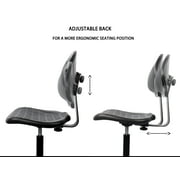 CHAIR MASTER-Black Polyurethane Tall Drafting Stool-Seat Height 24-34 with Footring and Soft Rubber Casters