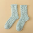 thumbnail image 2 of Womens Mens Socks LSQii Casual Soft Warm Thickened Solid Color Crew Socks Cute Comfy Fluffy Mid Tube Stockings Multiple Colors Available Green, 2 of 4