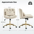 thumbnail image 2 of Modern Home Office Chair Adjustable  Armless Swivel Leather Desk Task Chair for Makeup Vanity Tan, 2 of 9