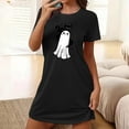 thumbnail image 2 of Tnhcen Grande Taille Vêtements de Nuit Imprimé Dessin Animé Halloween Manches Courtes Col Rond Robe Courte Polyester Spandex Doux P-2TG pour Fête/détente à la Maison, 2 of 5