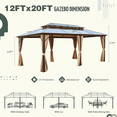 thumbnail image 2 of Hommow 12' x 20' Outdoor Patio Gazebo Hardtop Gazebo with Polycarbonate Double Roof for Garden, Patio, Lawns, 2 of 9