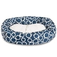 thumbnail image 2 of Majestic Pet Sherpa Fusion Bagel Pet Bed for Dogs, Calming Dog Bed Washable, Medium, Navy Blue, 2 of 6