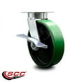 thumbnail image 2 of 8 Inch Kingpinless Green Poly on Steel Wheel Swivel Caster with Brake SCC, 2 of 2