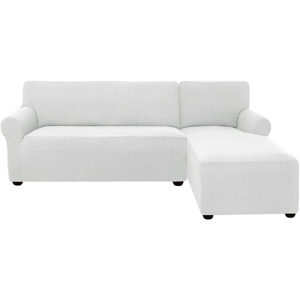Subrtex Stretch 2Piece Textured Grid LShaped Sectional Sofa Slipcover (2Seater Right Chaise
