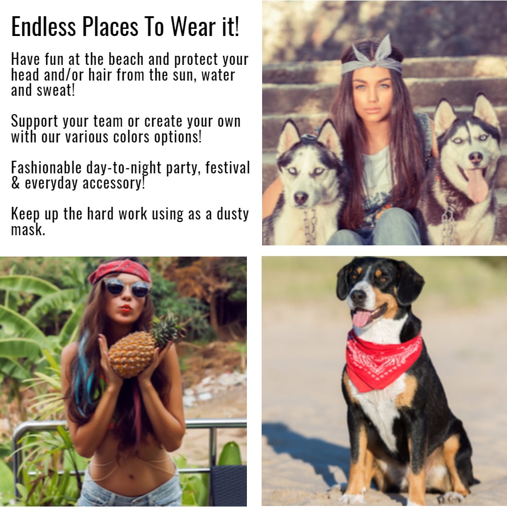 3 Pack Mechaly Solid Colors 100/% Cotton Bandana