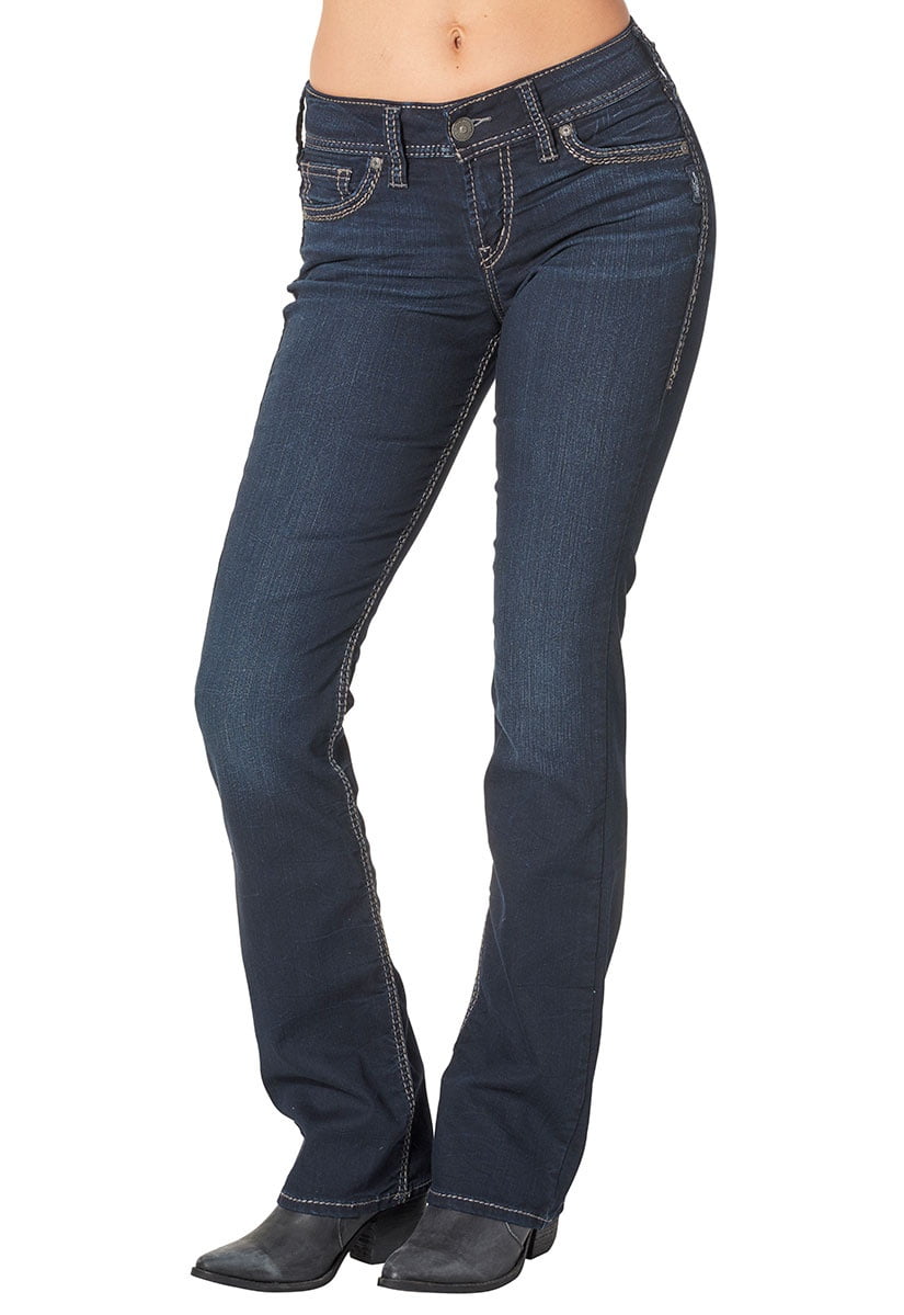 Womens Silver Jeans Co. Suki Mid Slim Boot Dark Wash - Walmart.com