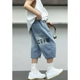thumbnail image 6 of FYDUU Big Boys Baggy Denim Shorts Boys Jorts Elastic Waist Wide Leg Loose Denim Shorts With Pockets Fashion Casual Kids Jeans Shorts Streetwear 4-5 Years, 6 of 6