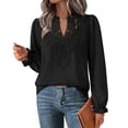 thumbnail image 6 of WIHOLL Blouses for Women Lace V Neck Long Sleeve Shirt Boho Dressy Casual Fall Tops Black, 6 of 9