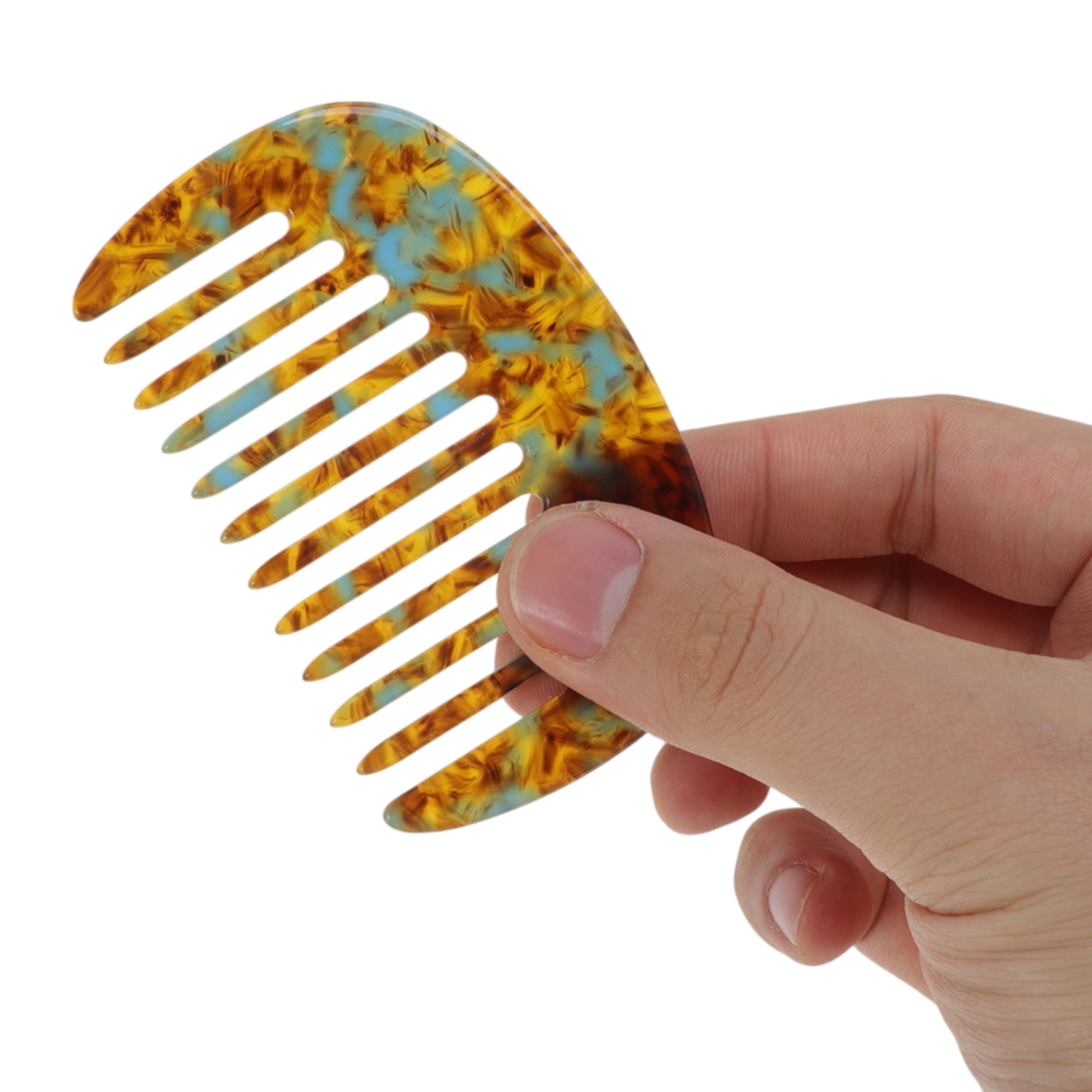 Unique Bargains 1 Pc Mini Wide Tooth Comb for Women Pocket Size Brown 3.39"x1.97"