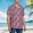 thumbnail image 3 of Sikiie Strawberries Print Men's Hawaiian Shirt, Summer Beach Button Pocket Short Sleeve T-Shirt,3X-Large, 3 of 7