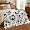 thumbnail image 6 of Black Ravens Within Curling Leafy Branch Arrangements, Soft Flannel Blanket with Ornamental ornate dark Botanical Print, Housewarming Gift and Home Decor for Bedroom and Living Room, 6 of 7