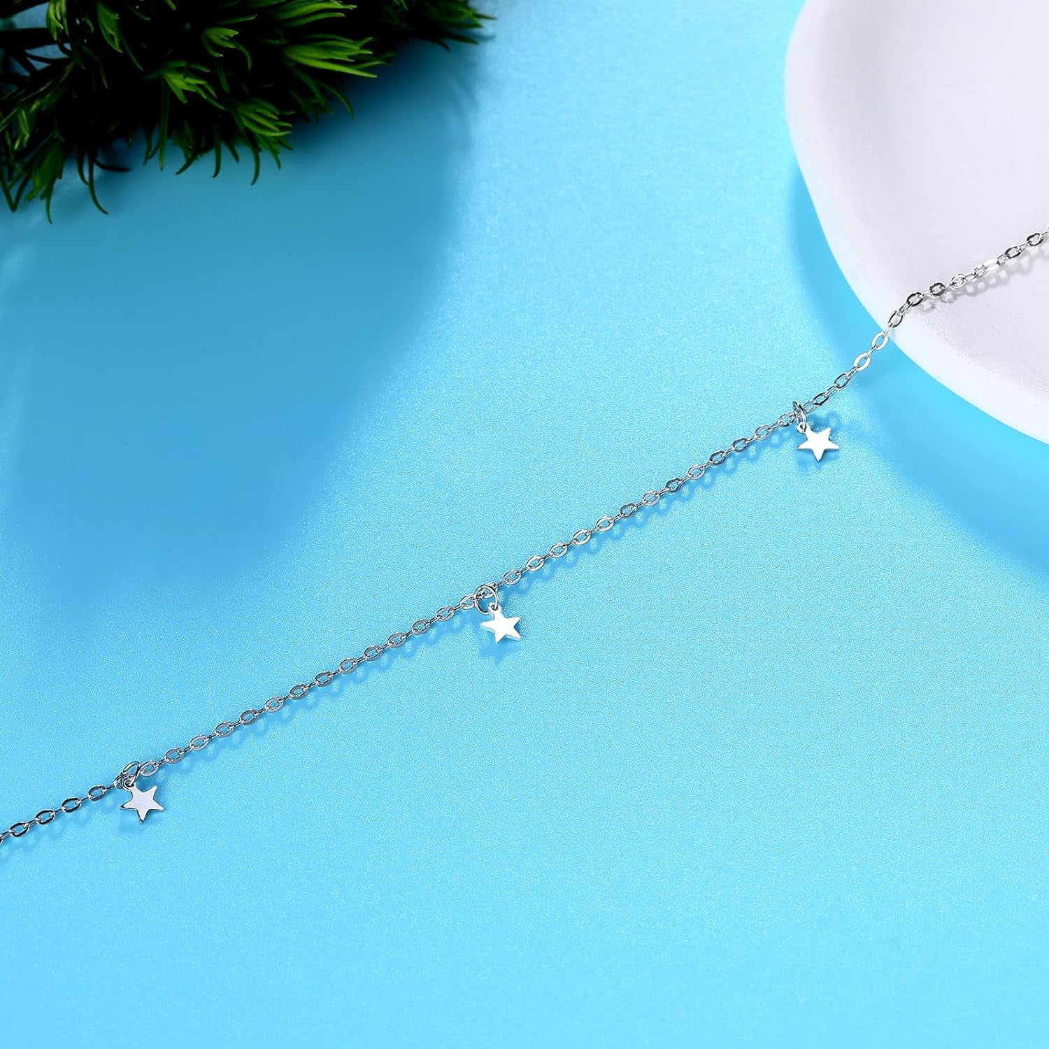 Sterling Silver 925 Star Butterfly Ball Anklet For Women Dainty Adjustable Foot Chain Summer Beach Jewelry For Wife Girlfriend Her[o5587]