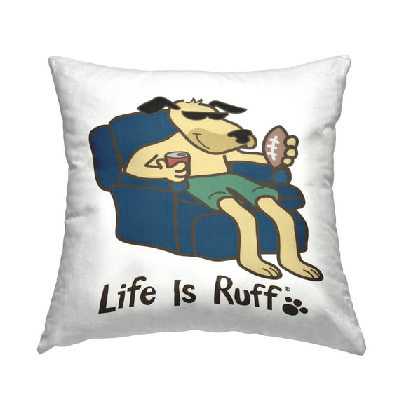 Stupell Industries Lounging Dog with Football Decorative Printed Throw Pillow Design by LIR.
