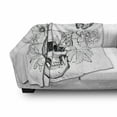 thumbnail image 3 of Day of the Dead Soft Flannel Fleece Blanket, Skull with Flower Blooms and Butterflies Vintage Gothic Design Print, Cozy Plush for Indoor and Outdoor Use, 60" x 80", Black and White, by Ambesonne, 3 of 6