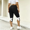 thumbnail image 6 of Yoga Capris for Women Slim Fits Stretch Yoga Athletic Workout Capri Leggings Split Hem Bow Decor Plus Size Cropped Pants, 6 of 9