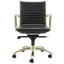 HomeRoots 544963 Black & Gold Steel & Faux Leather Adjustable Swivel Rolling Conference Office Chair