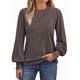 thumbnail image 1 of Blusas de Larga para Mujer, con Cuello Redondo Plisado, Informales, de Negocios, Ropa de Moda. Ceniza de Café M, 1 of 6