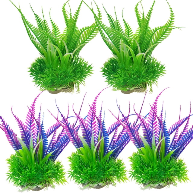 Acuario, decoración de pecera, 5 plantas de acuario artificiales, conjunto de árbol, decoración de pecera