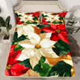 thumbnail image 2 of Manfei Chic Christmas Flower Bed Sheets,Merry Xmas King Sheets,Gred White Green Sheet Set For Teens,Microfiber Bedroom Decor,4-Piece, 2 of 7