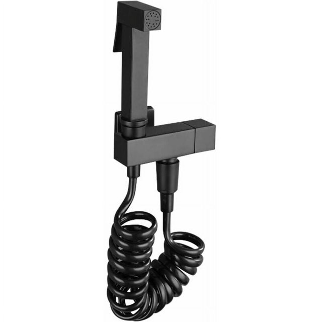 Grifo de bidé, ducha de bidé, negro, multifuncional, ducha de mano, cobre, montaje en pared, bidé, inodoro, manguera, soporte de válvula para baño, limpieza de baño, empuje Su