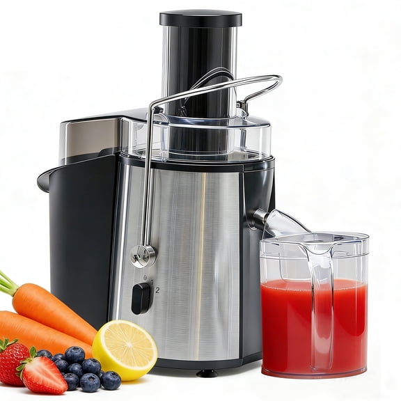 Casabay 700W Juicer Machine, Large Feed Chute Juicers Machine with Adjustable Speeds, 18000 RPM Max, Stainless Steel & Easy Clean Detachable Parts, Silver