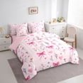 thumbnail image 2 of Erosebridal Princess Bow Girls Twin Bedding Sets 7-Piece, Spring Flower Bedding Comforter Set, Pink Reversible, 2 of 7