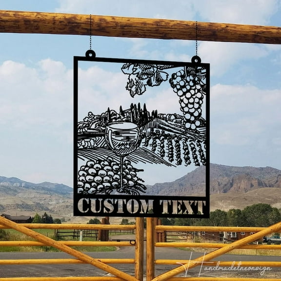 Custom Outdoor Vineyard Farm Metal Sign Hanging - Personalized Welcome to The Vineyard Farm Name Sign Home Decor