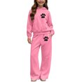 thumbnail image 7 of Auroural Girls Sweat Set Size 7-8 Children's Winter Printed Hooded Sweatshirt Wide-Leg Pants Casual Sports Fleece-Lined Warmth Two-Piece Set Kids, 7 of 7