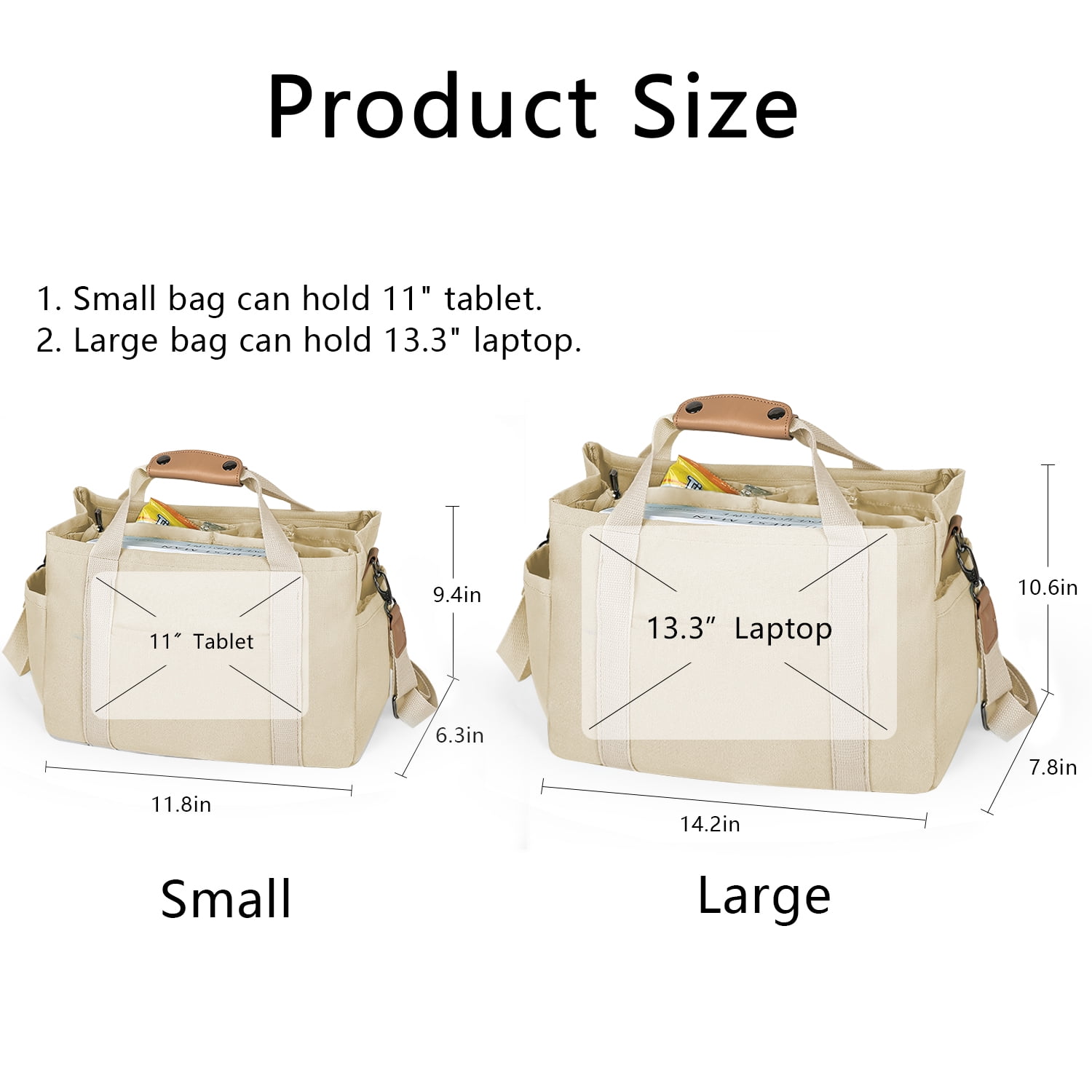 Large Canvas Tote Bag for Women With Pockets, Cute Crossbody Shoulder Purses Handbag for Work Travel