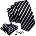 thumbnail image 2 of Set de corbatas Barry.Wang con rayas negras, 8,5 x 150 cm, seda, 2 of 8