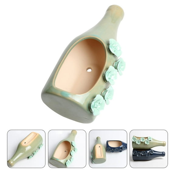 OUNONA Indoor Succulent Pots Unique Small for Succulents Planters Green