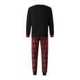 thumbnail image 6 of EYIIYE Christmas Family Pajamas Matching Set Letter Elk Print Long Sleeve Tops and Plaid Pants Sleepwear, 6 of 10