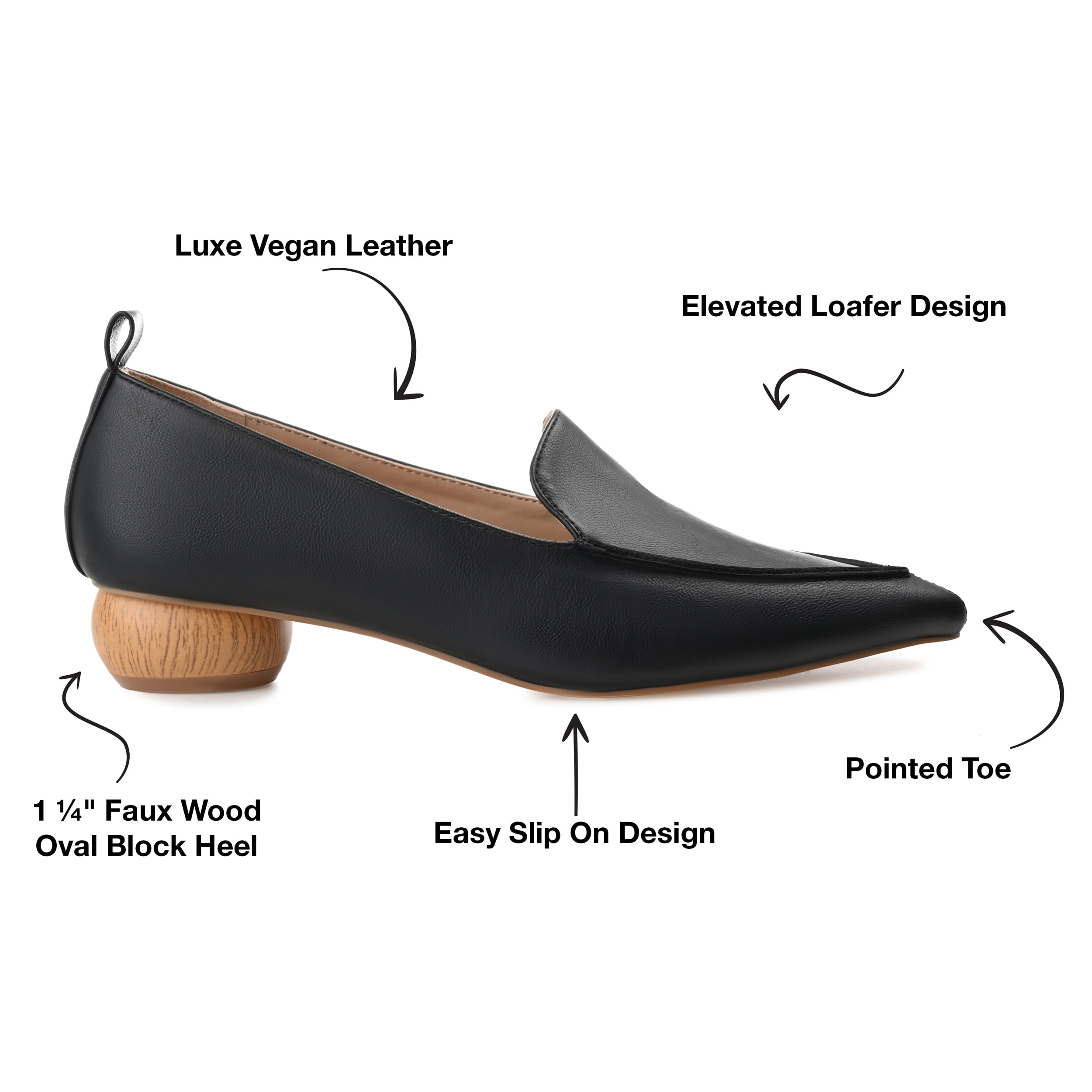 Journee Womens Maggs Loafer Pointed Toe Slip On Flats, Widths Available