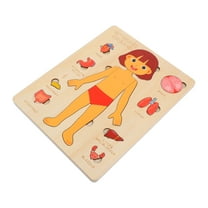 Hemoton 1 Set Human Body Parts Puzzle for Toddlers Wooden Anatomy Model Preschool Learning Toy with Body Organs Cognitive Puzzle English (Girl)