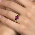 thumbnail image 4 of Gem Stone King 10K Yellow Gold Red Created Ruby and Black Diamond Engagement Ring for Women | 2.54 Cttw | Oval 9X7MM | Gemstone July Birthstone | Size 8, 4 of 6