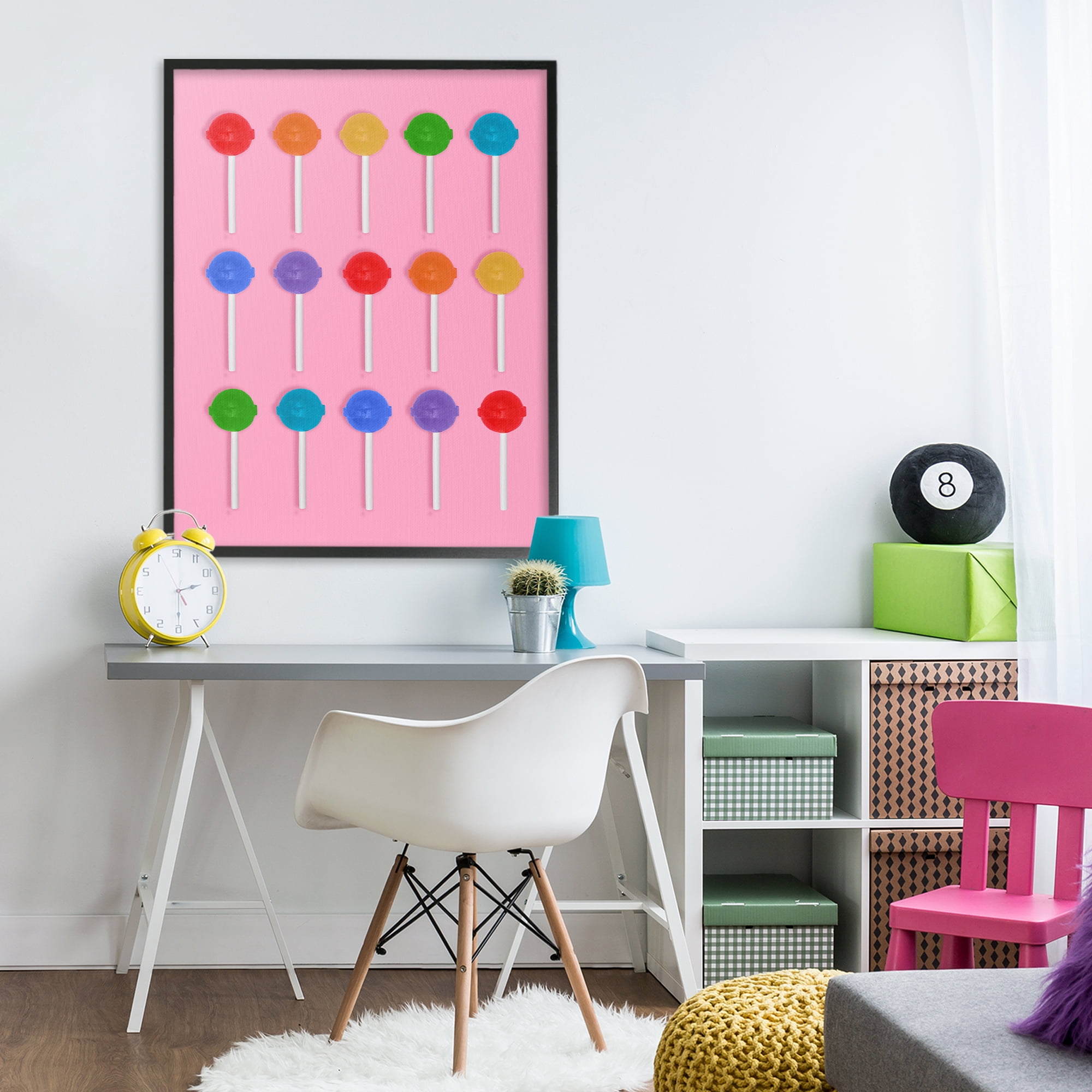 Stupell Industries Rainbow Lollipop Grid Black Framed Giclee Art, design by LISH Creative
