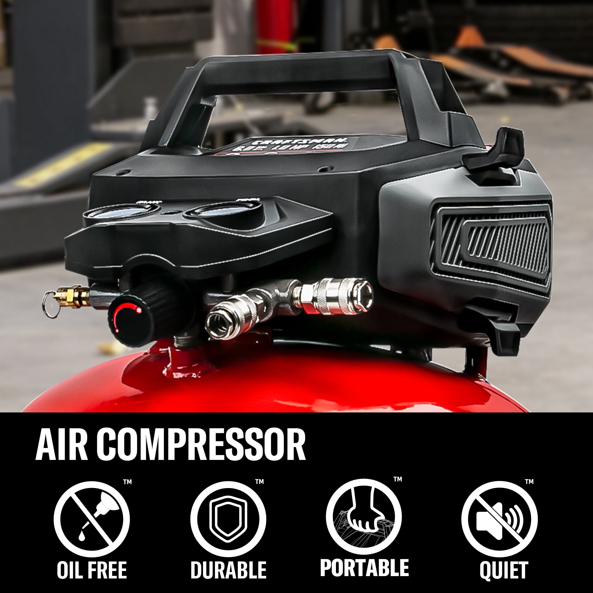 Craftsman Air Compressors 6 Gallon Portable Pancake Air Compressor,Oil Free Max 150 Psi 1.0HP 2.6 CFM@90PSI Electric Air Compressor Shop Air Compressor, CMXECXA02106410