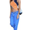 thumbnail image 4 of Faithtur Woman's Stitching Color Camisole One Shoulder Midriff-baring Waistcoat, 4 of 9