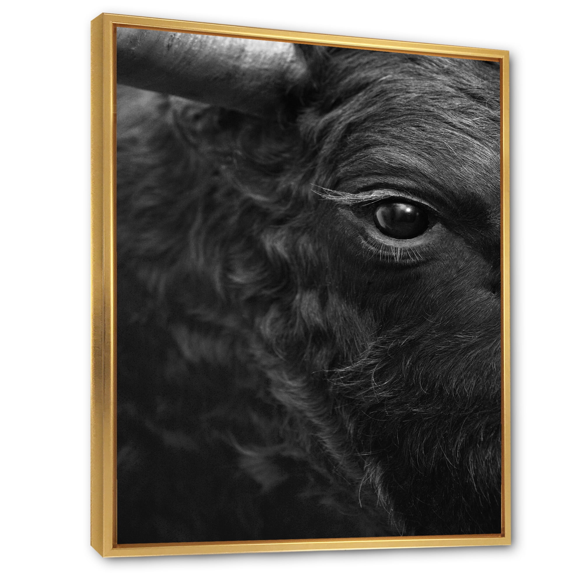 Designart 'Close Up Of Eye Of A Bull' Farmhouse Framed Canvas Wall Art Print