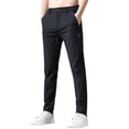 thumbnail image 2 of YMNXA Men's Casual Pants Elastic Waist Solid Color Comfortable Lightweight Slim Fit Trousers With Pockets For Daily Wear And Outdoor Activities,Black,29, 2 of 5