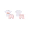 thumbnail image 3 of Toddler Baby Birthday Outfit Letter Embroidery Short Sleeve T-Shirt with Checkerboard Shorts 2 Pcs Set for Boy Girl, 3 of 10