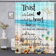 thumbnail image 2 of Beach Coastal Ocean Theme Fabric Shower Curtain, Seashell Starfish Conch Sea Turtle Waterproof Shower Curtain Set, Verse Scripture Quotes Bathroom Decor Accessories with Hooks, 60X70inch, 2 of 6
