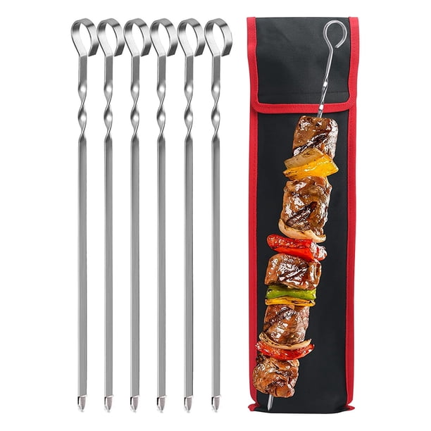 Parrilla Plana Brochetas para Barbacoa Kabob Accesorios Con Largo