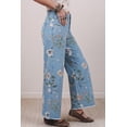 thumbnail image 6 of Women's Sky Blue Floral Print Shift Jeans – High Waist Denim with Frayed Hem for Casual Daily Wear, 16, 6 of 7