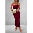 thumbnail image 4 of Vestido PRETTYGARDEN Strapless Ajustado Maxi Rojo Vino XL, 4 of 7