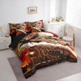 thumbnail image 2 of Homewish Halloween Skull Crows 7-Piece King Bedding,Vintage Train King Bed in a Bag,White Orange,Black Reversible, 2 of 8