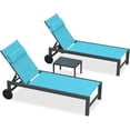 thumbnail image 4 of PURPLE LEAF 3-Piece Patio Lounge Chair Set – Outdoor Chaise Loungers with Aluminum Frame, Side Table & Wheels for Poolside, Sunbathing & Tanning, Includes Pillows, 4 of 10
