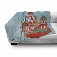 thumbnail image 2 of Russian Soft Flannel Fleece Throw Blanket, Architecture Slavic Hallmarks Cartoon Style Illustration Print, Cozy Plush for Indoor and Outdoor Use, 50" x 60", Pale Sky Blue Multicolor, by Ambesonne, 2 of 5