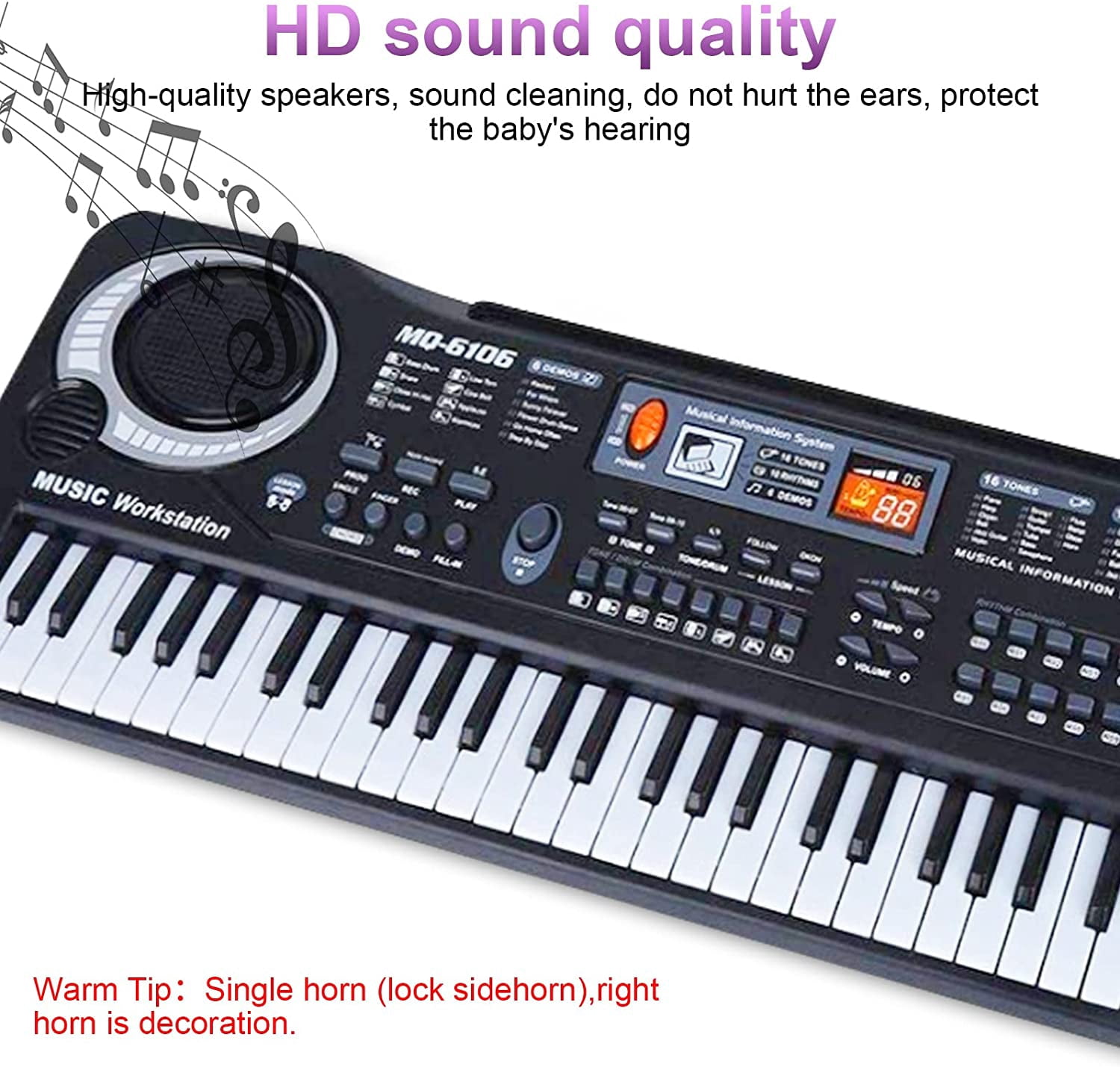 61 Key Digital Music Piano Keyboard for Kids,Portable Electronic Musical Instrument,Multi-function Keyboard with Microphone Gifts for Boys and Girls